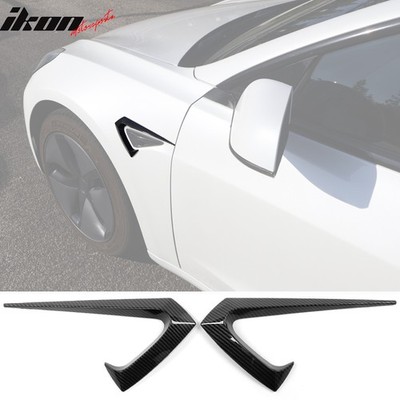 Fits 17-23 Tesla Model 3 Side Fender Camera Vent Cover Trim Carbon Fiber Print