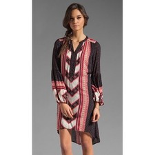 Free People Peace Maker Long Sleeve Geometric Black Dress Women's Size Medium