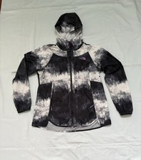 The North Face Womens M Flyweight Hoodie Windwall Jacket Black White Tie Dye
