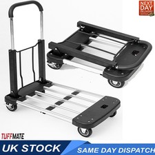 Folding Trolley Truck Aluminium Flat Bed 4 Wheels 150kg Max