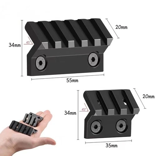 45 Degree Offset M-LOK / Keymod Rail Mount Section 3/5 Slot 20mm MLOK