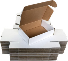 7X5X2 Inches Pack of 50 Shipping Boxes,White Corrugated Cardboard Mailer Box Fo