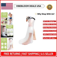 Reusable Waterproof Cast Protector Cover for Leg and Ankle - Easy One-Handed Use