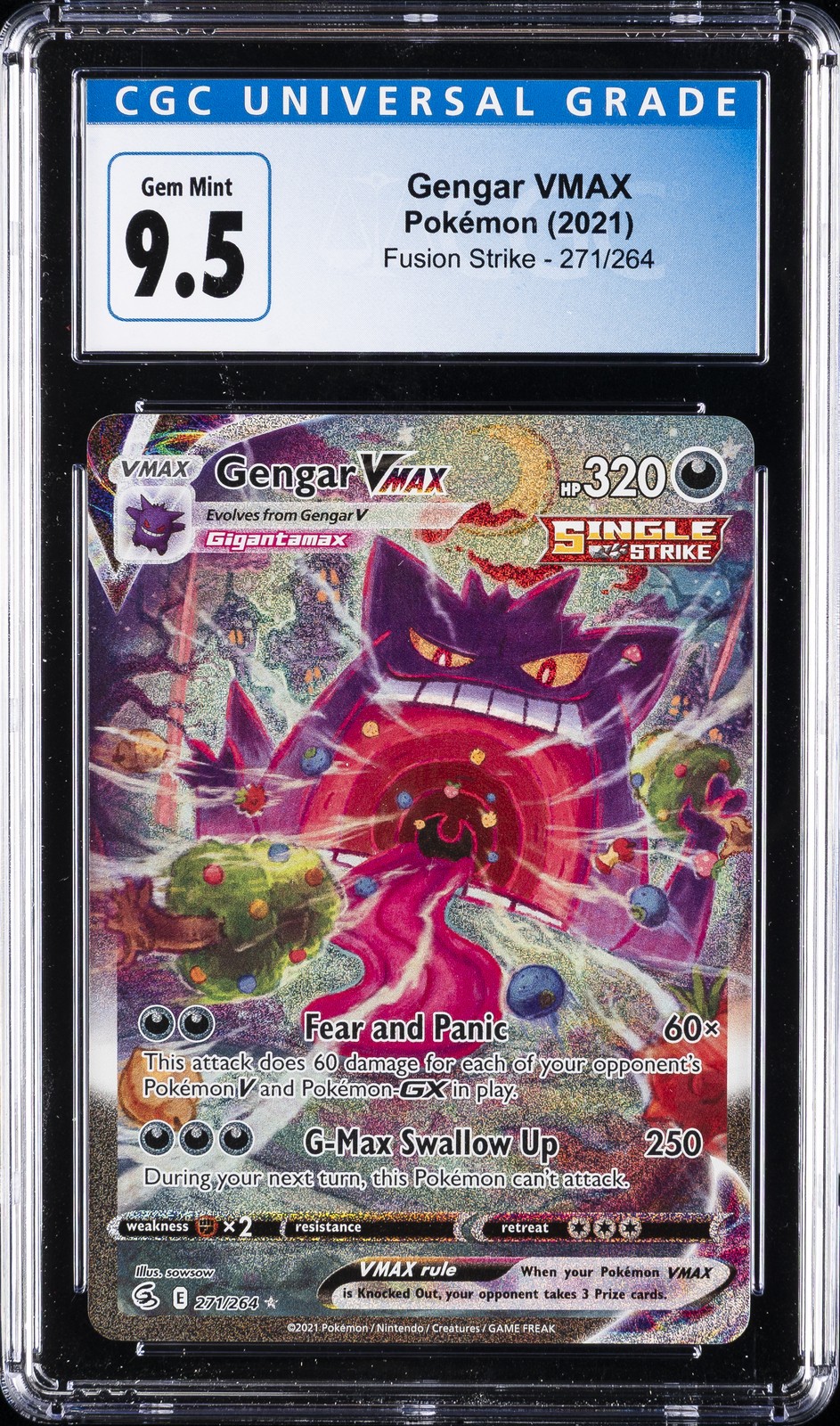 2021 POKEMON FUSION STRIKE #271/264 GENGAR VMAX CGC 9.5