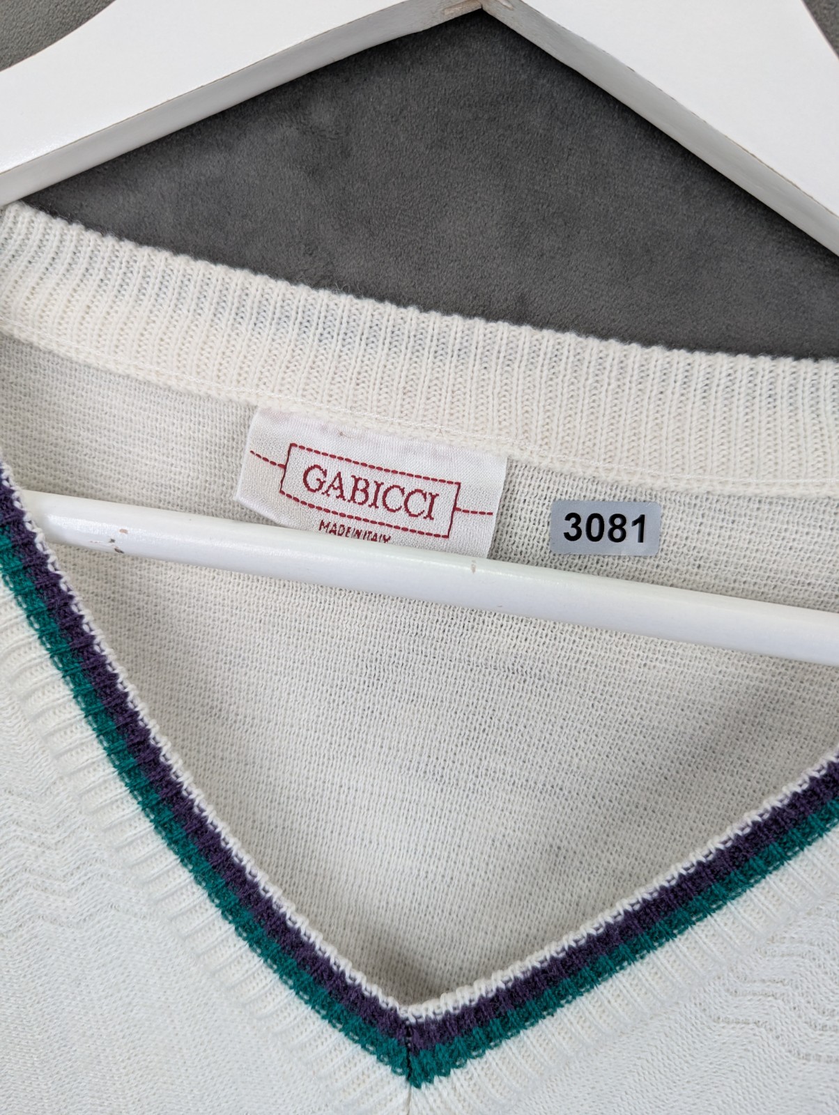Vintage Gabicci V-Neck Jumper Wool Colourblock Knit 80s 90s Mod Casual Medium image 8