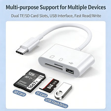 USB C 3 in 1 Hub Converter Type-C Adapter SD Card Reader For MacBook Pro Laptop