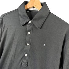 Criquet Mens Long Sleeve Players Shirt Charcoal Gray Pima Cotton Polo Size M