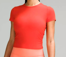 Lululemon All It Takes Short Sleeve Slim Fit Ribbed Nulu Orange T-Shirt Size 2