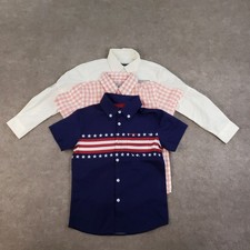 Lot of 3 Properly Tied Button Up Shirt Boy Size 6 Blue Orange Plaid Stars Stripe