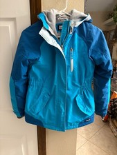 Lands End Kids' Squall Waterproof Insulated Blue Hoodie Jacket Size M 10-12 