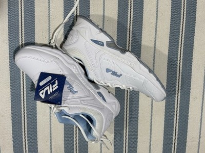 FILA 5GM00530-147 Women's White Blue Sneakers US 8.5 COOLMAX Memory Foam NEW!