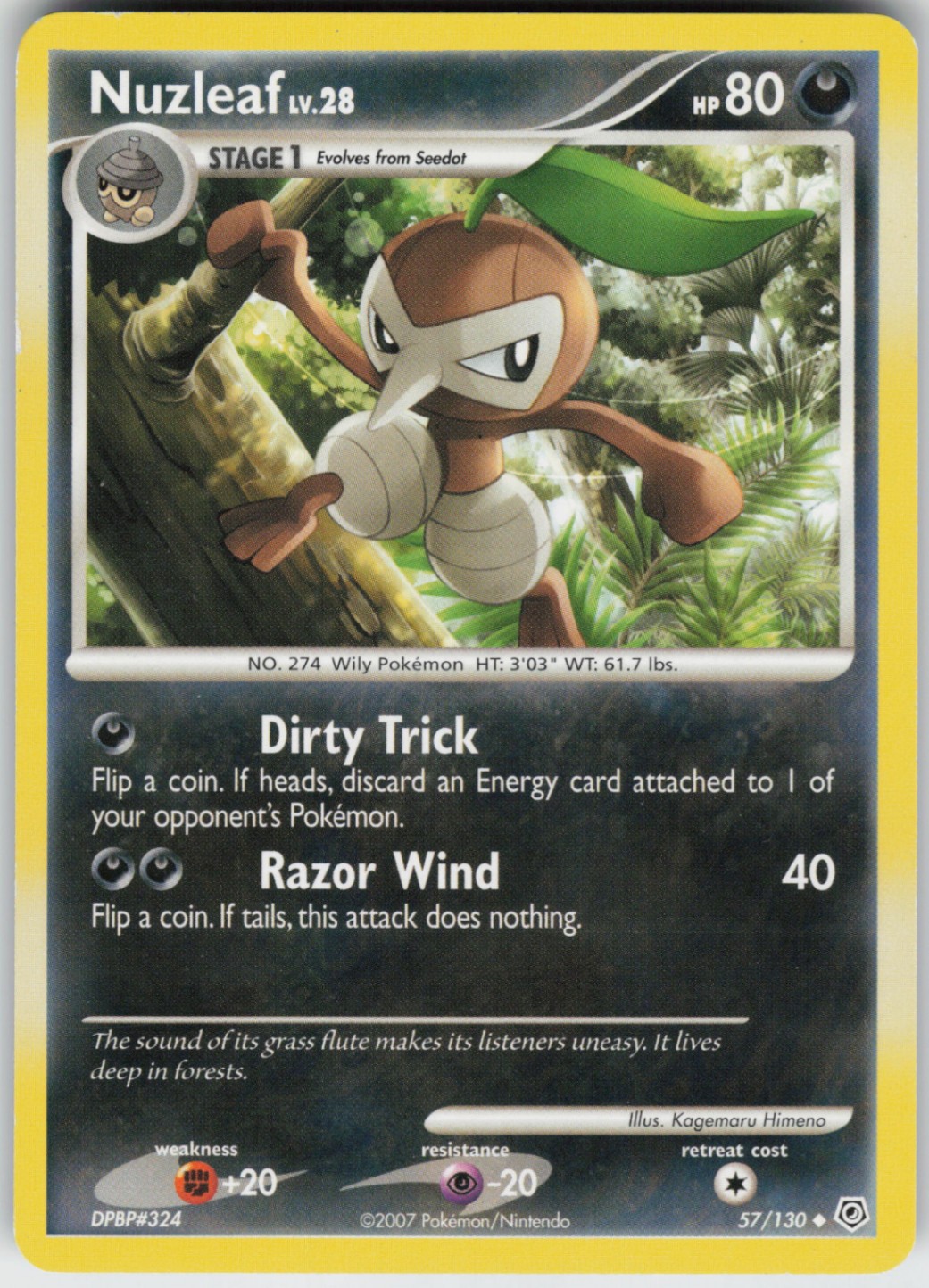Pokemon TCG Nuzleaf 57/130 Diamond and Pearl Uncommon card Normal