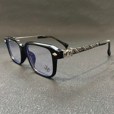 Chrome Style Hea ts Retro Frame Glasses Women Men Eyewear Black Sliver 57-18-145