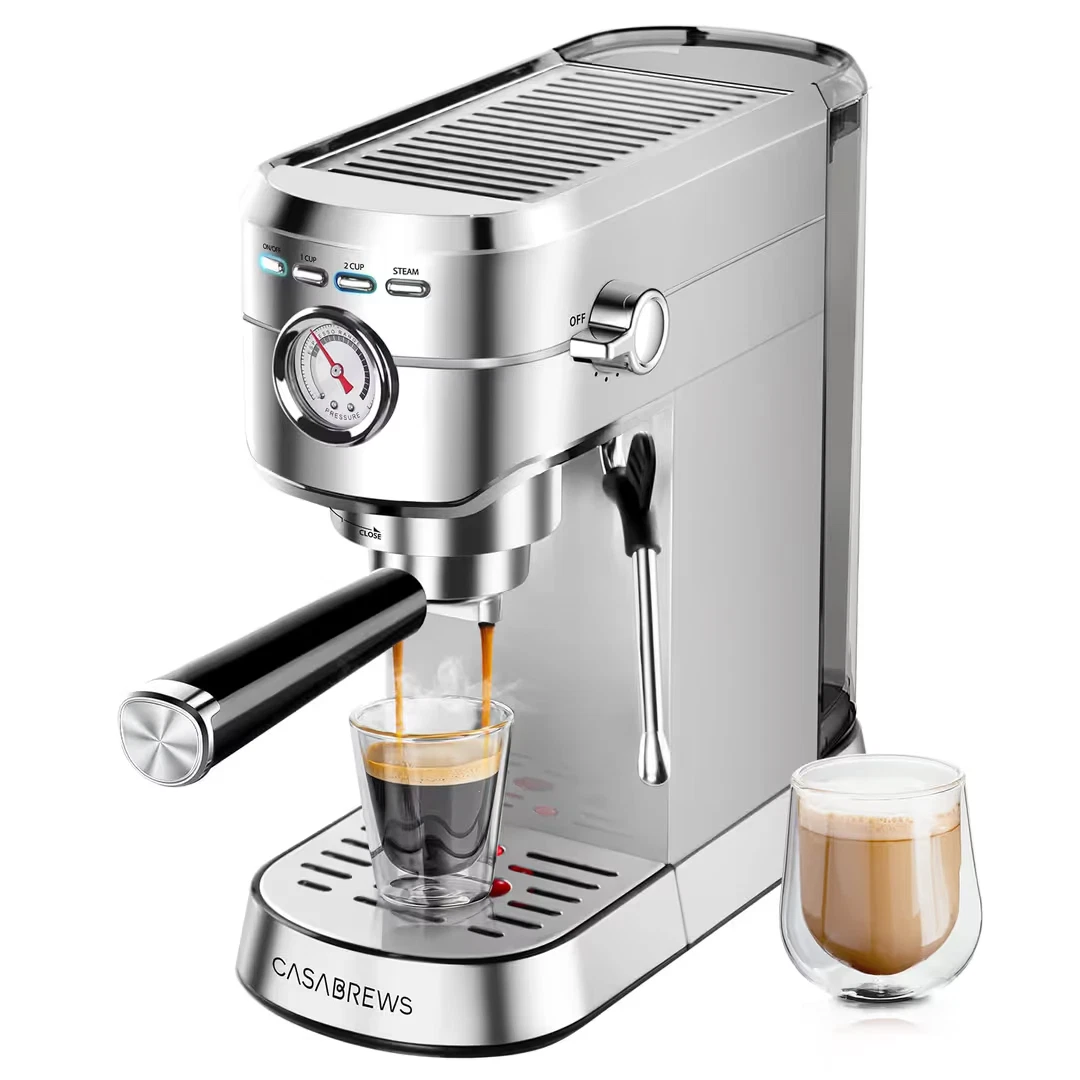CASABREWS Espresso Machine 20 Bar with Steam Frother – Silver