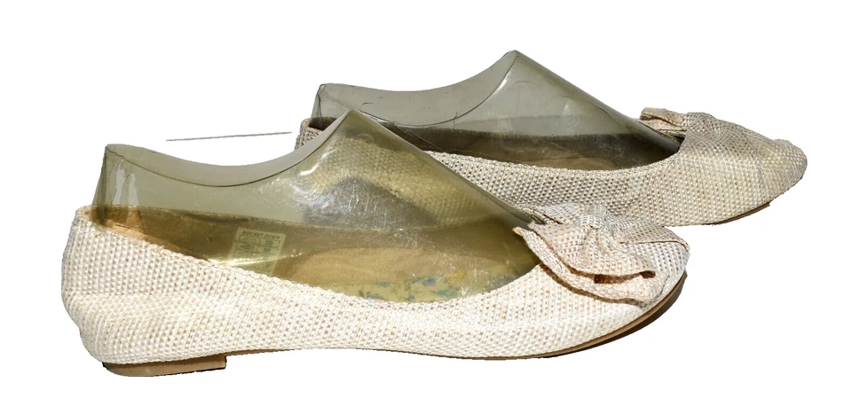 Rocket Dog Cream Woven Fabric with Toe Bows Cushioned Ballet Flats Women 7.5M - Image 4 of 4