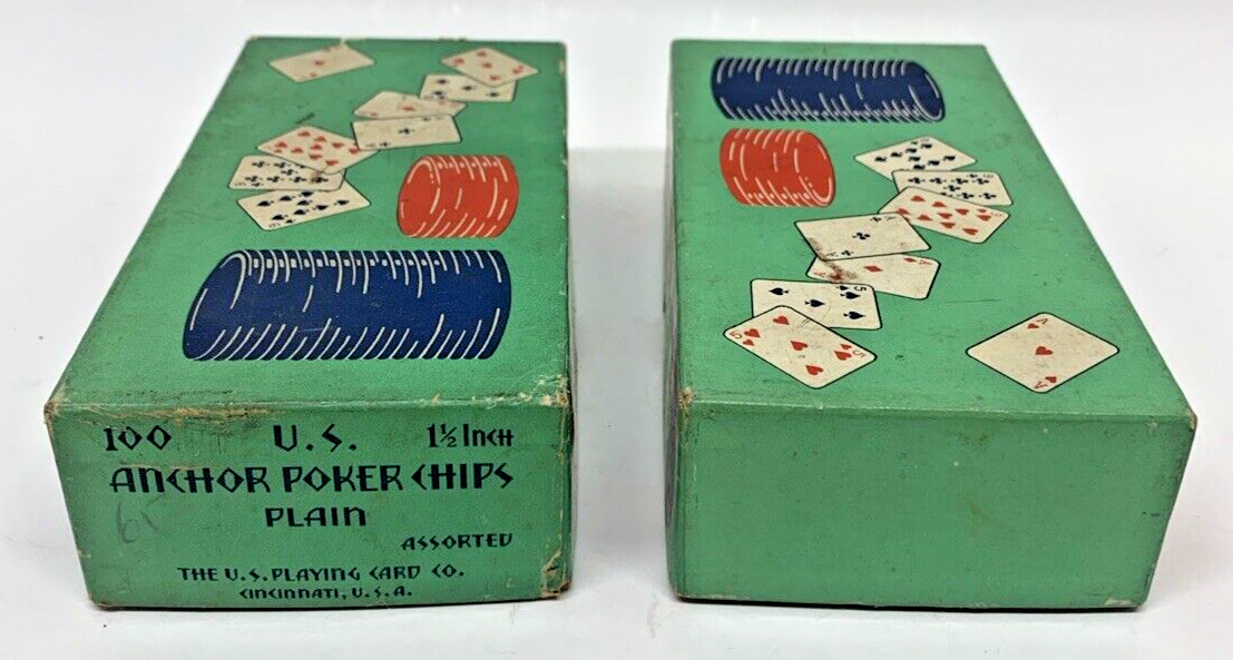 VTG Two Boxes Anchor Poker Chips Assorted The US Playing Card Co