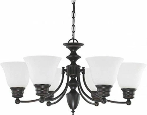 Nuvo 60-3169 - 6-Lights Mahogany Bronze Chandelier with Frosted White Glass - Picture 1 of 1