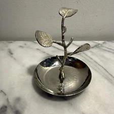 Michael Aram Olive Branch Leaves Silver  Ring Catch Plate Jewelry Display Stand