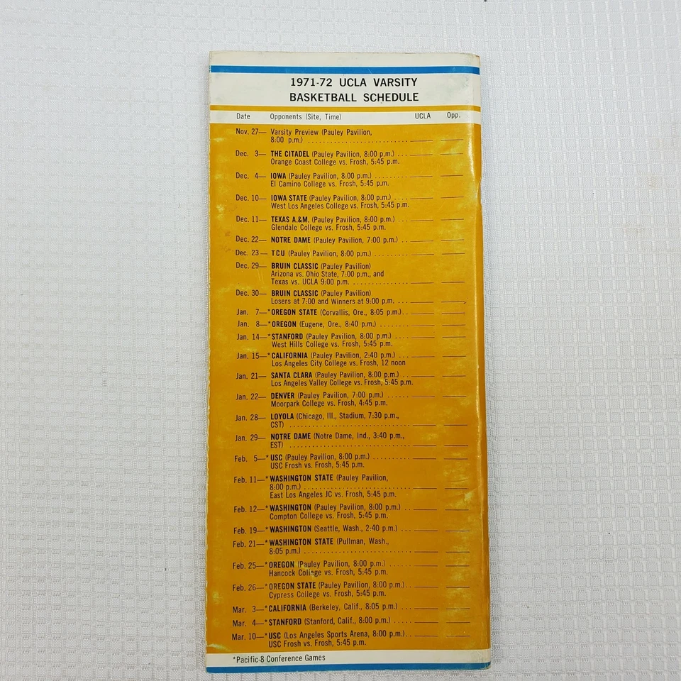 UCLA Basketball Media Guide 1971-1972 John Wooden Cover NCAA Champions Vintage - Image 4 of 4