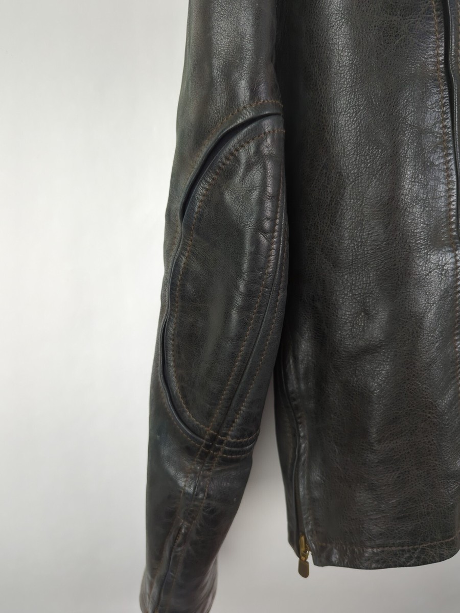 BELSTAFF GOLD LABEL Men's Sz XL Dark Gray Leather Moto Cafe Racer