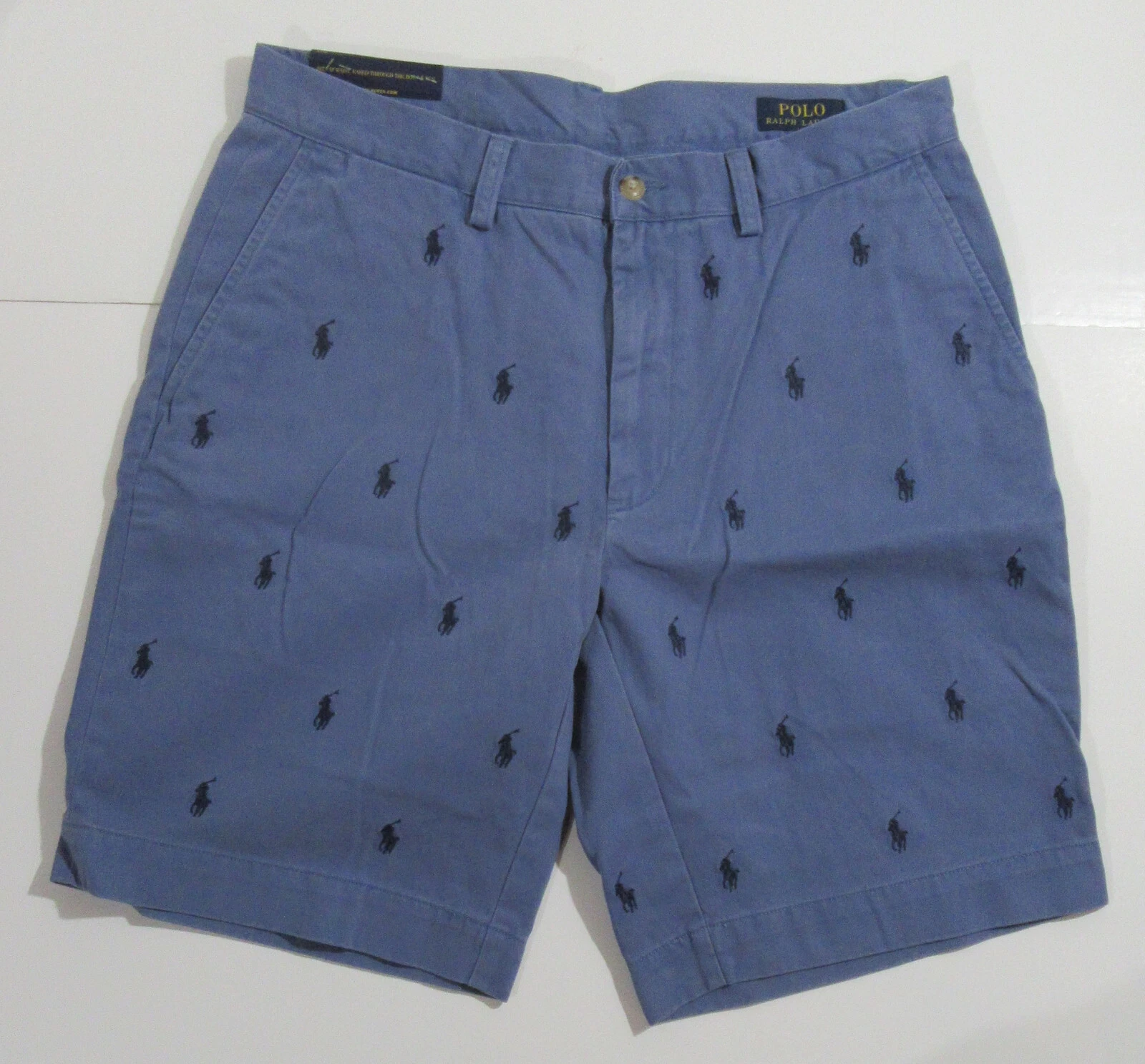 Polo Ralph Lauren Mens All Over Pony Chino Shorts Carson Blue NWT
