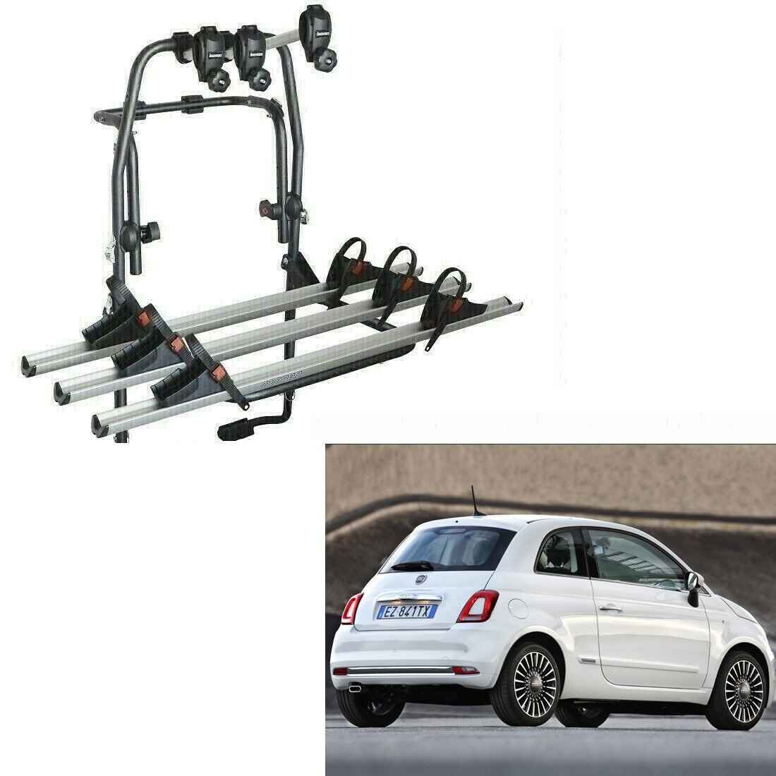 PORTABICI POSTERIORE STAND UP BINARI PER FIAT 500 ANNO 2010 PER