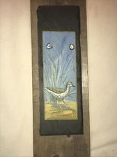 Yellowlegs shorebird painting on slate / board vintage Maine