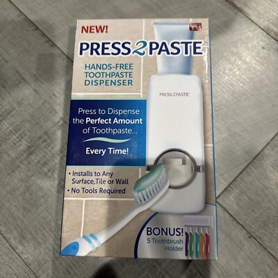 Press 2 Paste As Seen On TV Hands Free Toothpaste Dispenser New in box