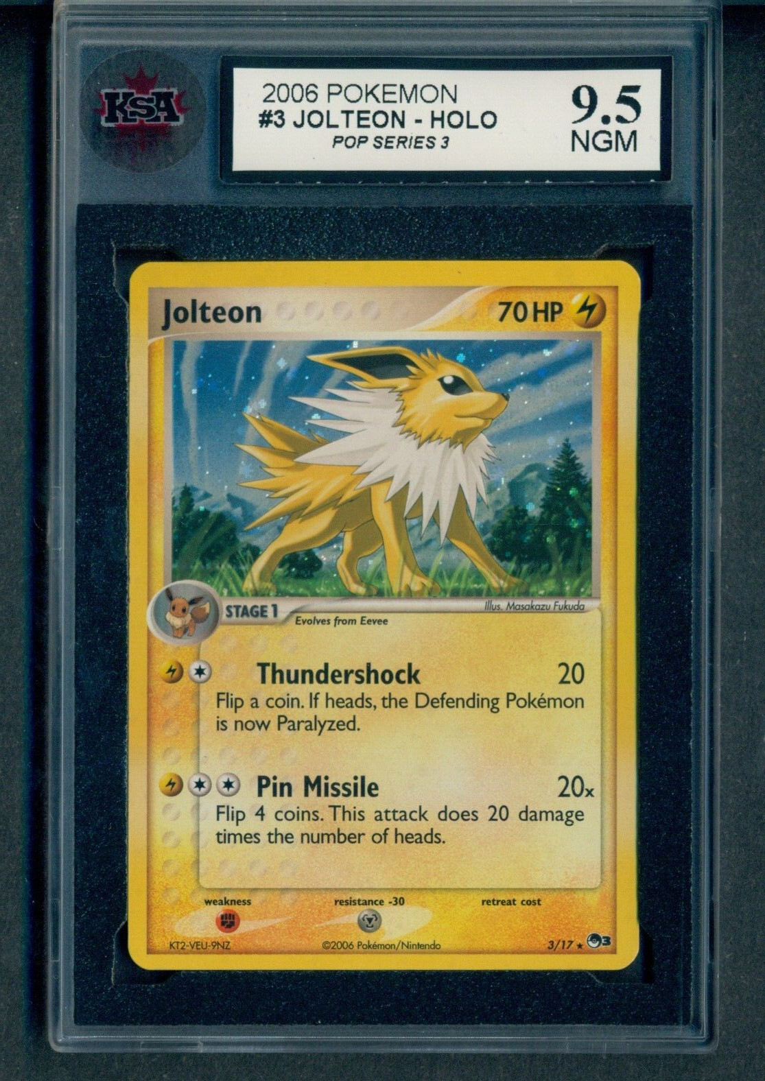 2006 Pokemon POP Series 3 #3Jolteon Holo KSA 9.5 NGM