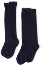 Stride Rite ESF17472 Girls' 2-Pack Comfort Seam Knee High Socks Navy Size 9-11