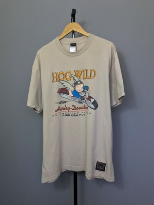 Vintage Harley Davidson Porky Pig Hog Wild American Legend Pigs Can Fly T-Shirt