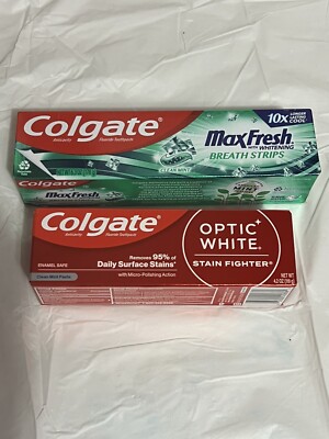 Lot Of 2 Colgate Optic White & Max Fresh Toothpaste  Clean Mint - New