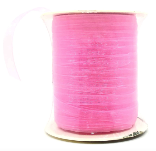 May Arts Bubble Gum Ribbon,Sheer,Shimmer Pink,100 Yard Spool,Fine Polyester - Picture 1 of 3