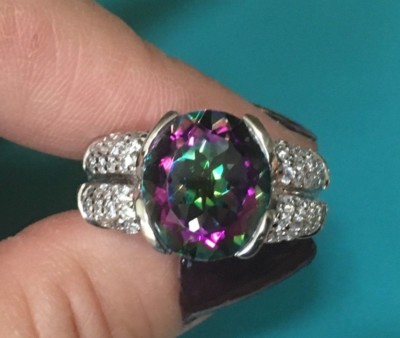 NYC II STERLING SILVER 12CTW MYSTIC TOPAZ & WHITE TOPAZ RING  SHOPNBC