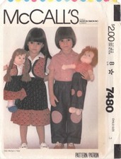 MATCHING CHILD 22" DOLL SHIRT, VEST, SKIRT PANTS - McCall's 7480, Uncut