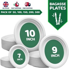 7 9 10 Inch Bagass Disposable Paper Plate for Hot & Cold Food Catering Birthday