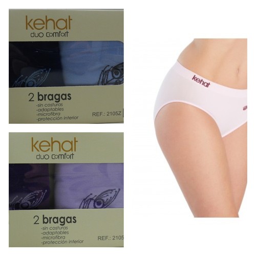 Juego de 2 bragas de microfibra sin costuras para mujer Verde Rosa Body  Touch