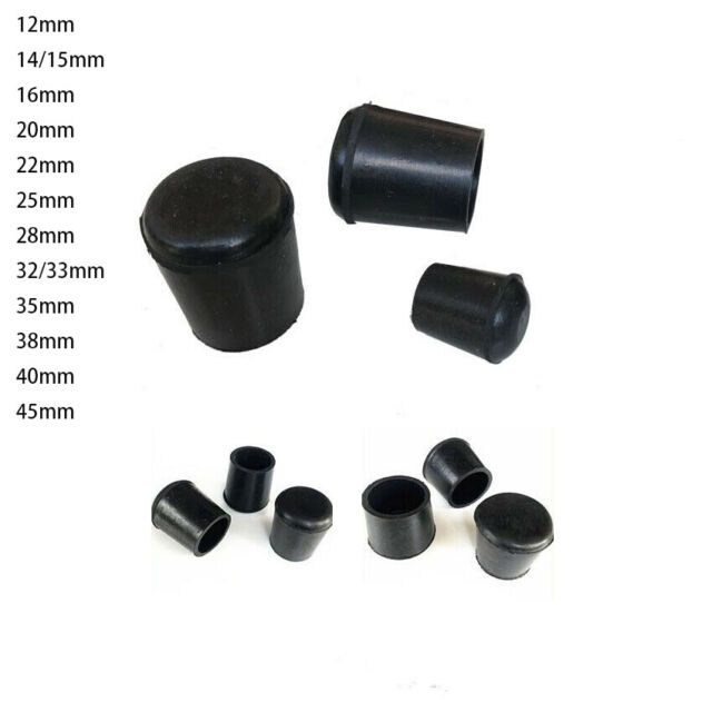 Stuhlbeinkappen schwarz Gummi Stuhlgleiter Bodenschutz Rohrkappen Kappe 12- 45mm