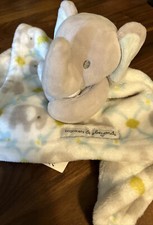 Blankets Beyond Security Blanket Elephant w/ Blue Ears Hugger Lovey White Yellow