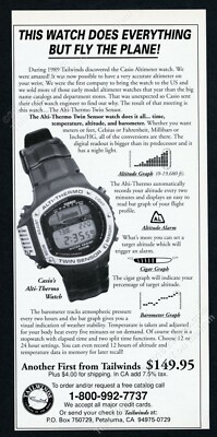 1992 Casio Alti Thermo Twin Sensor Light watch photo vintage print ad