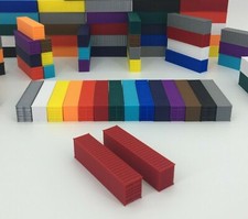 NEW 2 40' Shipping Containers - N Scale 1:160 DEEP RED - ALL COLORS AVAILABLE