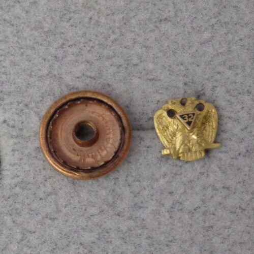 Antique Vintage Masonic 32nd Degree Threaded Post Insignia Badge Gold ...