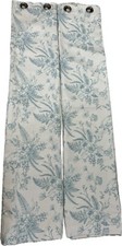 Grommet Room Darkening Curtain Panels 2 White Blue Floral Pattern 51" x 62.75"