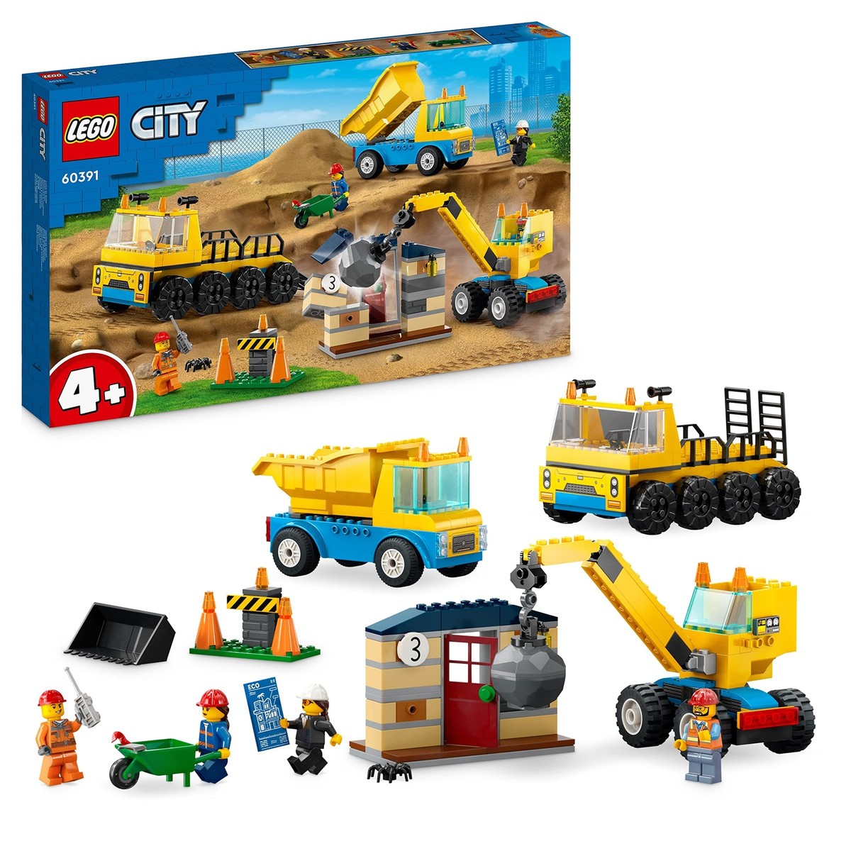 LEGO City Truck and Iron Ball Crane 60391 Toy Block Present City