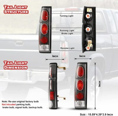 Pairs for 1986-1997 Nissan D21 Hardbody Pickup LED Tail Lights