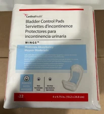 Cardinal Health Bladder Control Pads WINGS 4" x 975" Pack of 22 Moderate