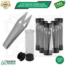 6 Pcs Precision Tweezer Silver Gripper Sharp Tip Splinter Remover Tweezer Set