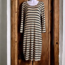 Anthropologie Dolan Striped Midi Dress Size M Long Sleeve Bodycon USA