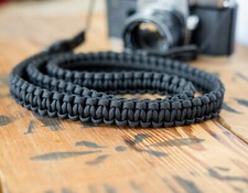 Braided Camera Strap in Black by apmots - Paracord Shoulder Sling DSLR