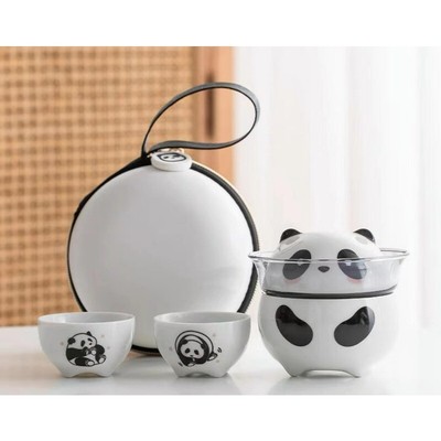 Travel tea set, one pot three cups, outdoor portable panda express cup